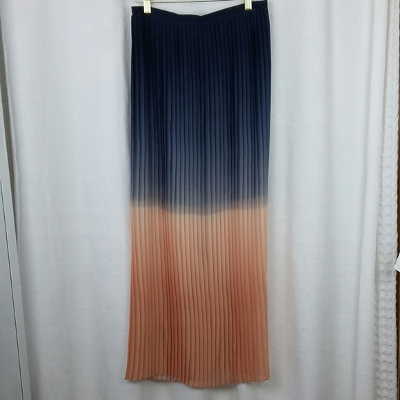 Cynthia Rowley Pleated Dip Dyed Maxi Skirt - Picture 1 of 8